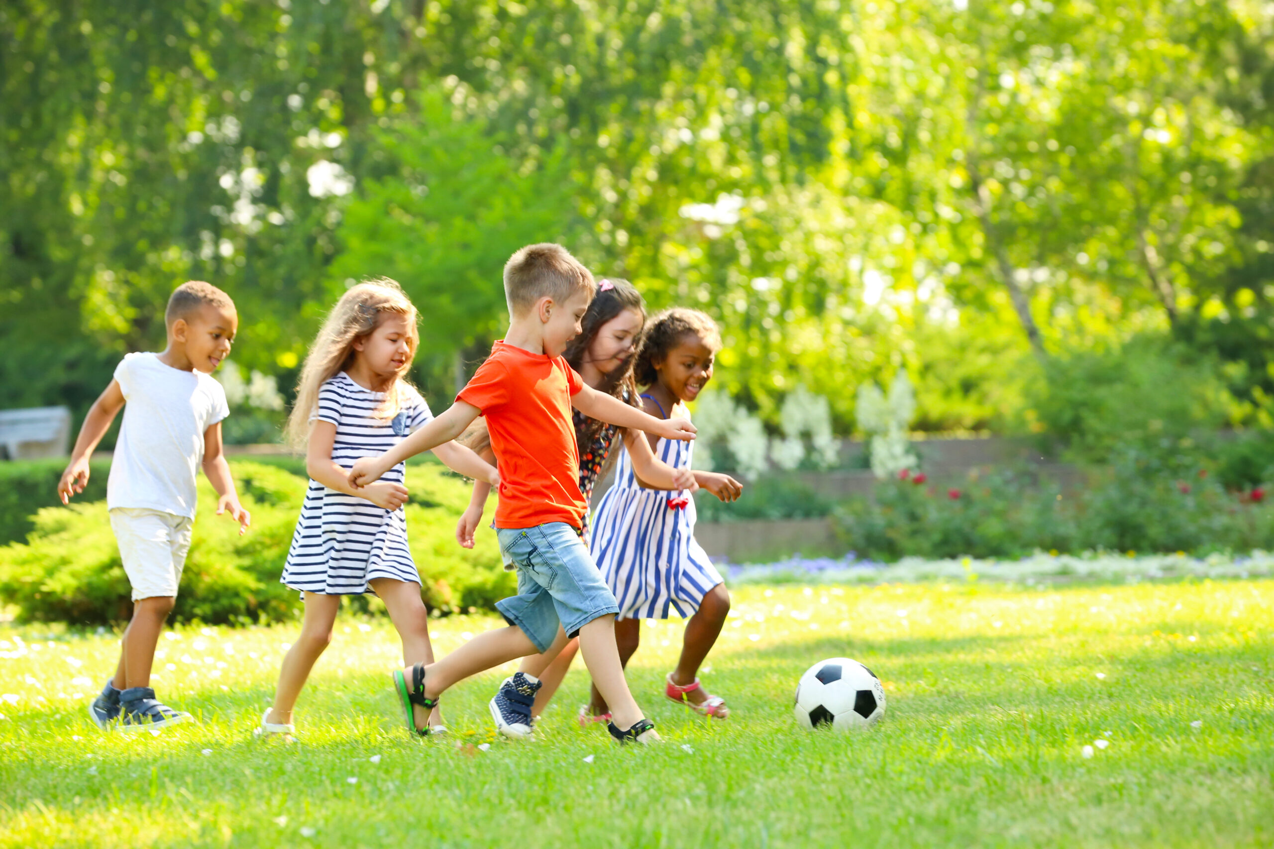 cute,little,children,playing,football,outdoors