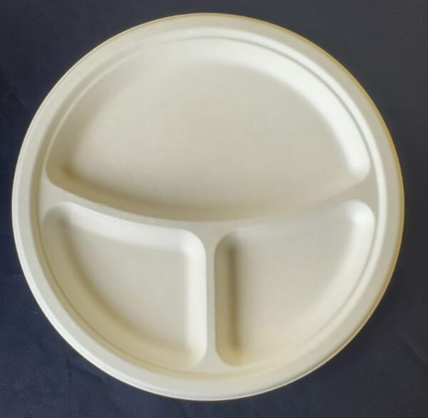 9" biodegradable plates 3 compartments (500 pcs/ctn)