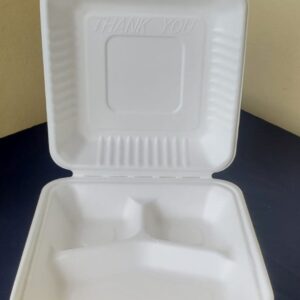 9"x 9" clamshell 3 compartment biodegradable (200 pcs/ctn)